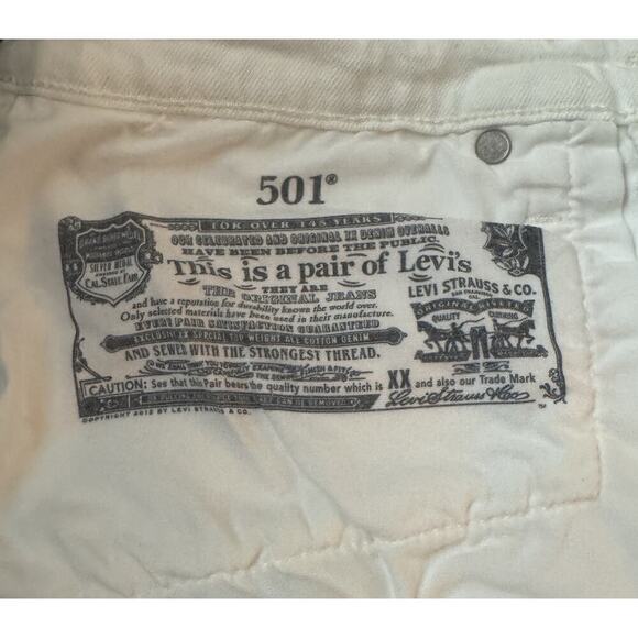 Levi's Premium 501 High Rise Original Cutoff Shorts Off White Size 30 - Picture 12 of 15